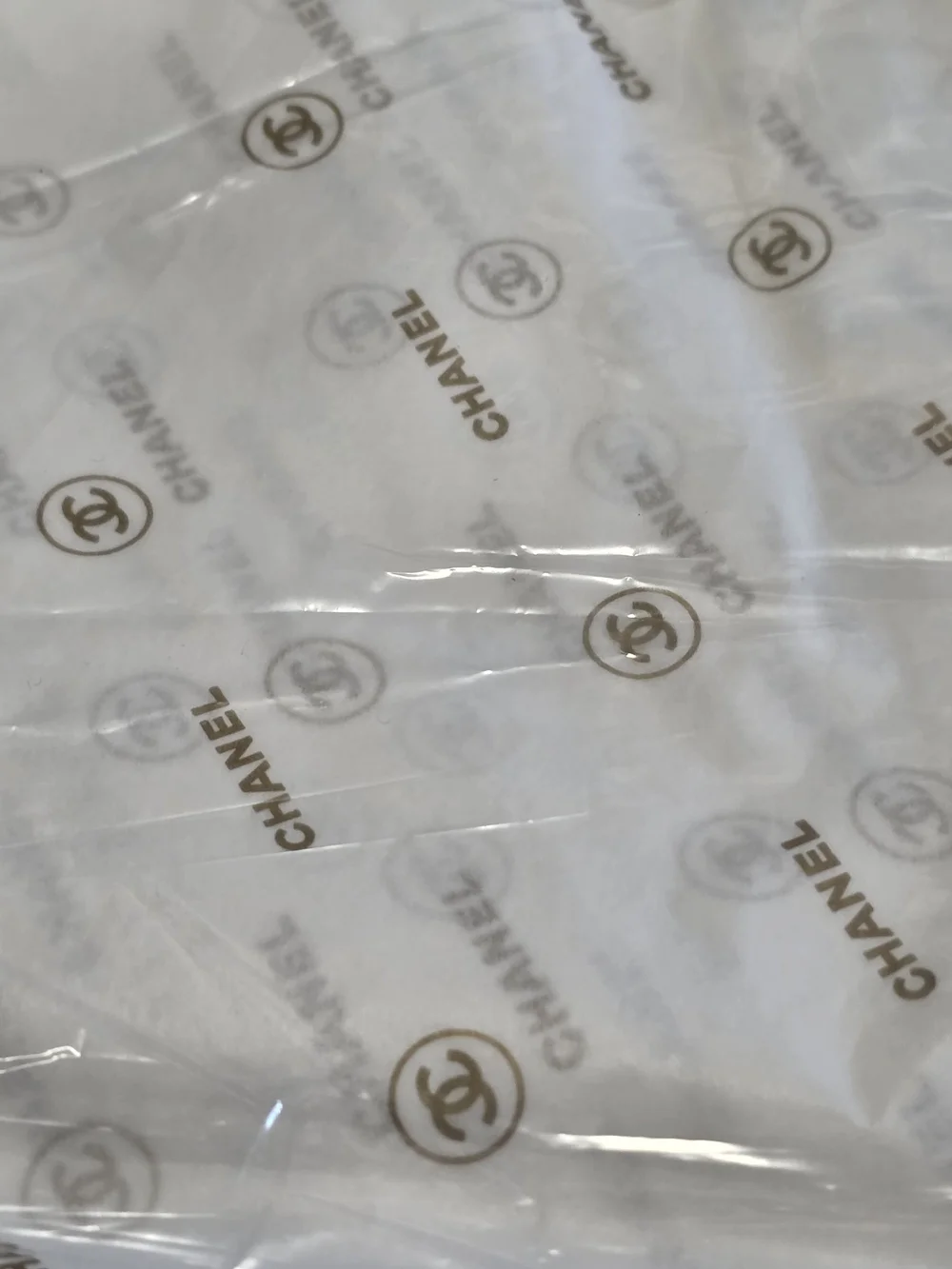 CHANEL White Bedding Sheets with Gold Logo Print